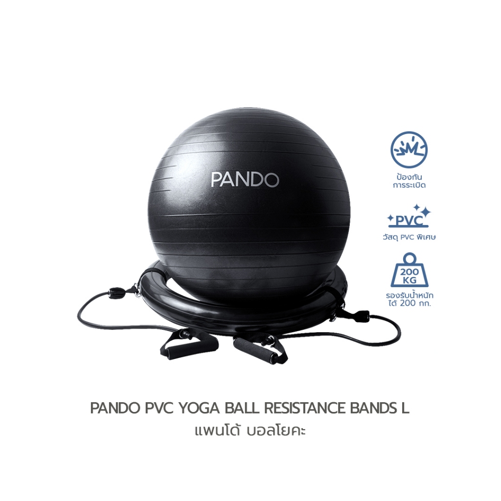 PANDO Yoga Gym Ball ลูกบอลโยคะ 65 ซม พร้อมฐานและสายยืด [ฟรีที่สูบลม ...