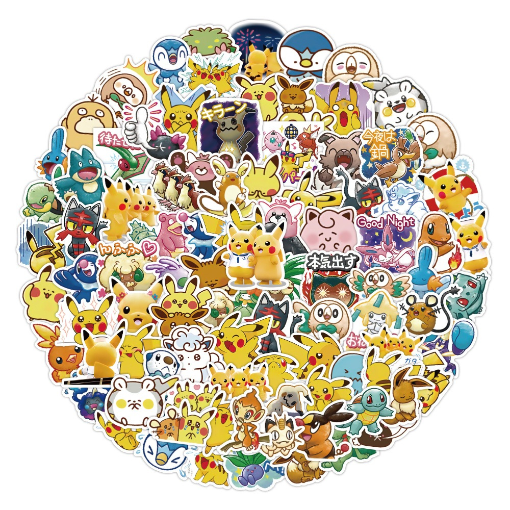 พร้อมส่ง ลายการ์ตูนอะนิเมะ pokemon pikachu metamon 60แผ่น กันน้ำ ...