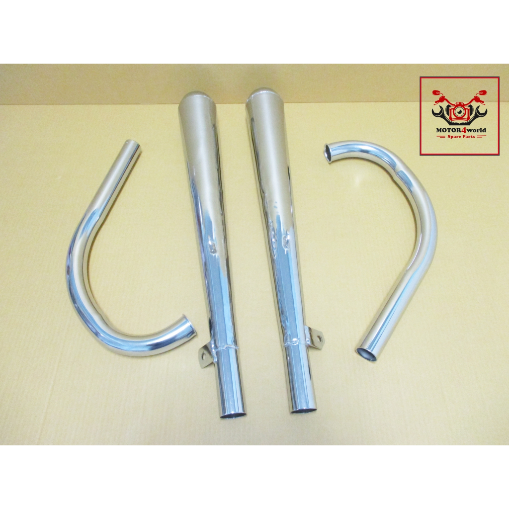 EXHAUST MUFFLER & HEADER PIPE SET CHROME Fit For HONDA SUPERHAWK 250 ...