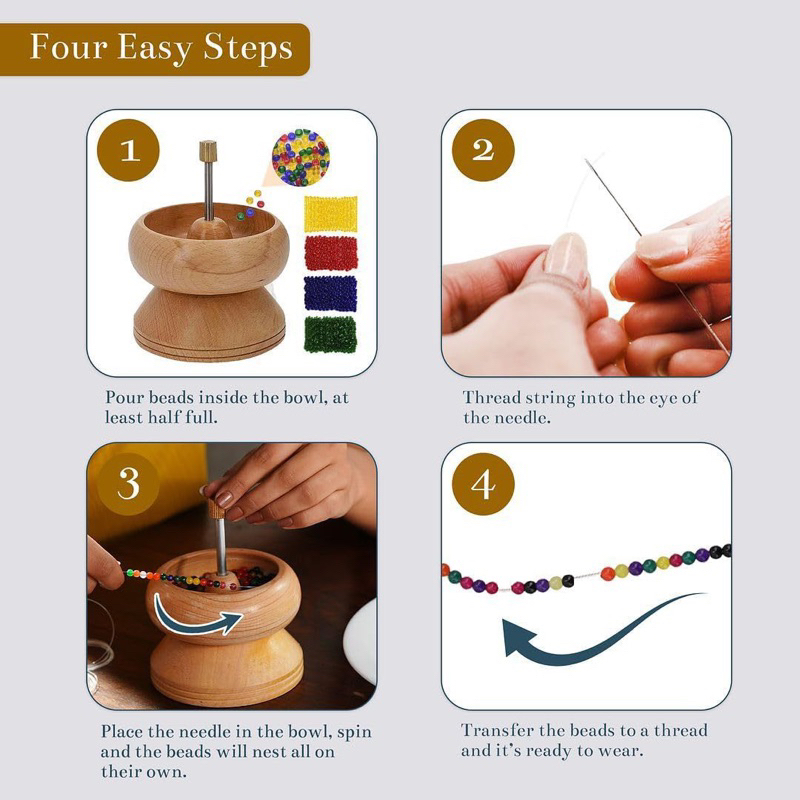 🧸เครื่องร้อยลูกปัด ทำเครื่องประดับ DIY Wood Bead Spinner Bowl Bead ...