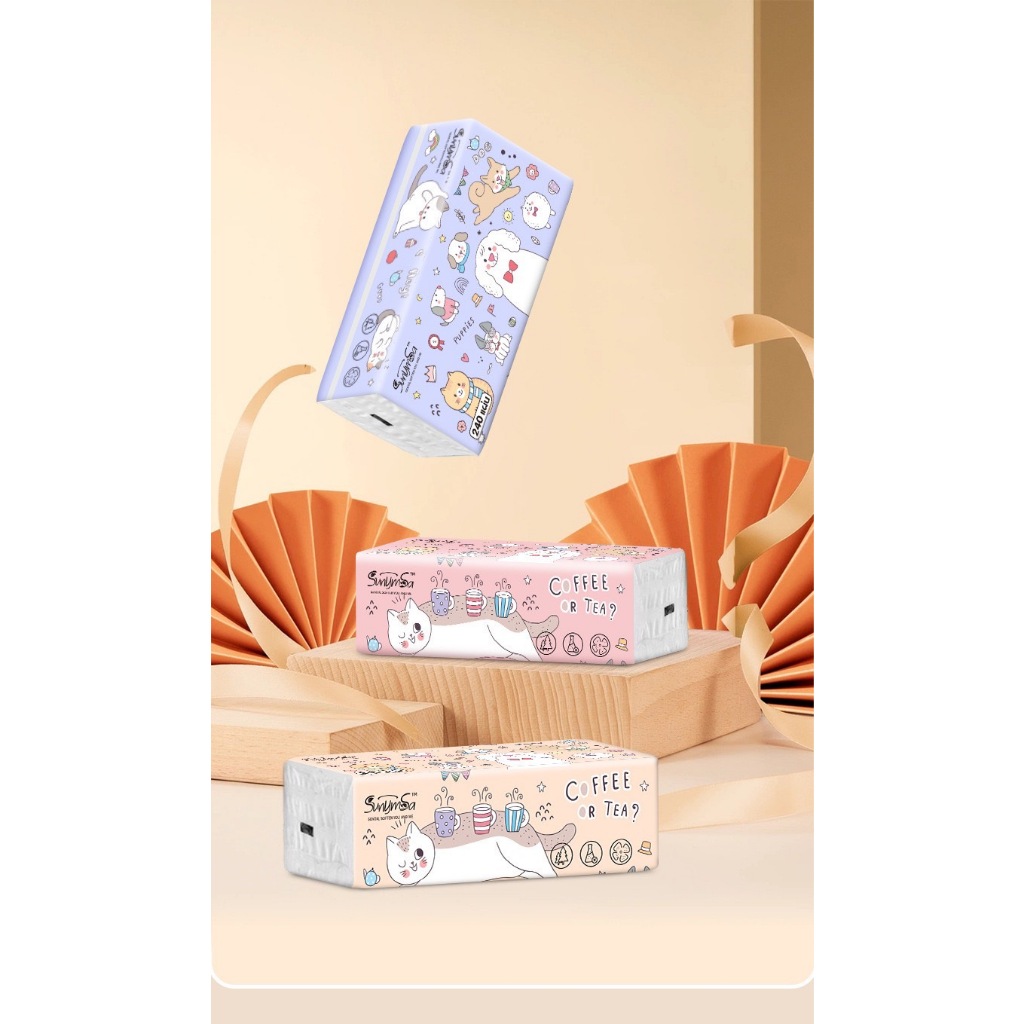 1บาท ทุกวันเที่ยงคืน 11 12 13 14 15 ห่อใหญ่ยาว ส่งทุกวัน coffee tea ทิชชู่ห่อใหญ่ หนา 3 ชั้น ลายแมว ส่งไทย olbighome. - 4
