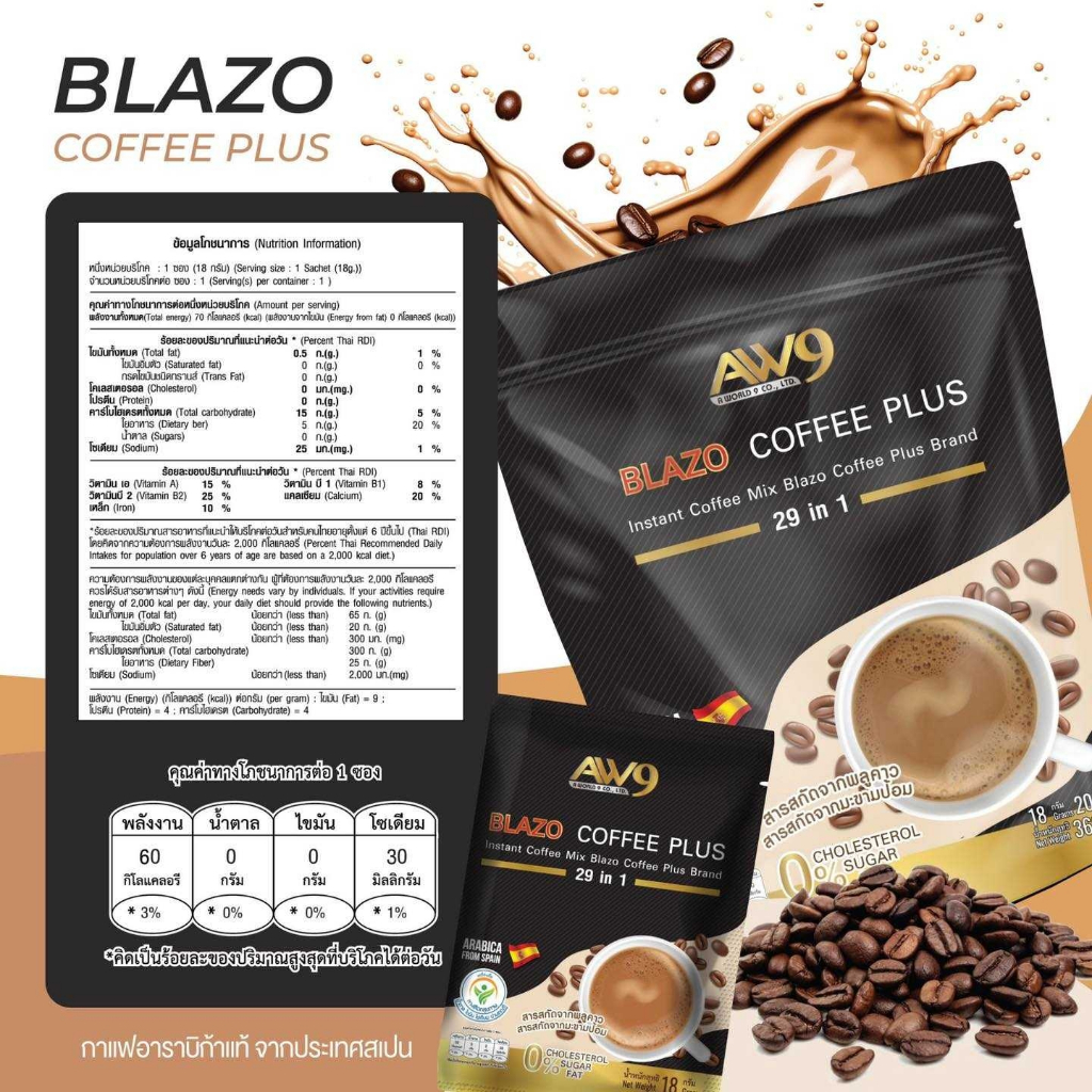Set 5 ห่อ Blazo Coffee กาแฟอาราบิก้าเกรดพรีเมี่ยม (20 ซอง/ห่อ) มีสาร ...