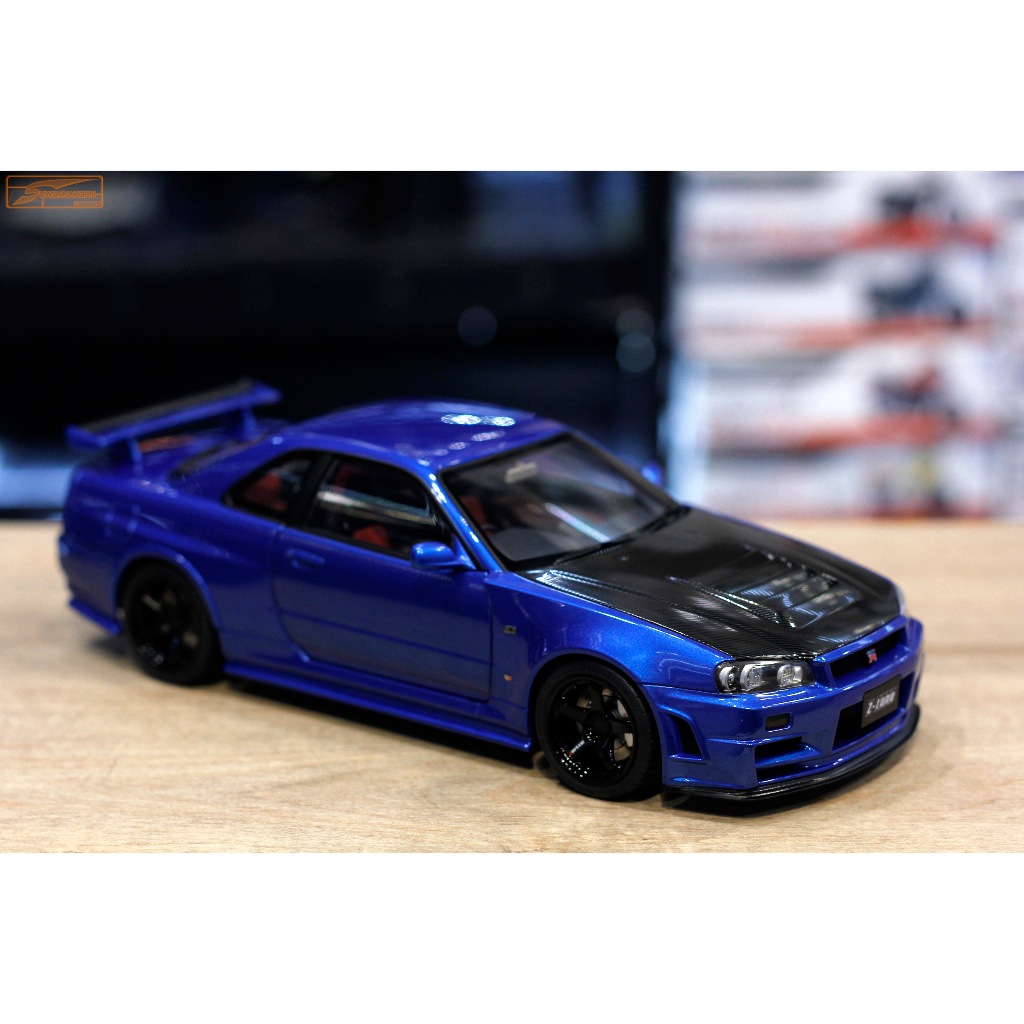 Auto Art 1/18 NISMO R34 GT-R Z-tune (BAYSIDE BLUE W/ CARBON BONNET ...