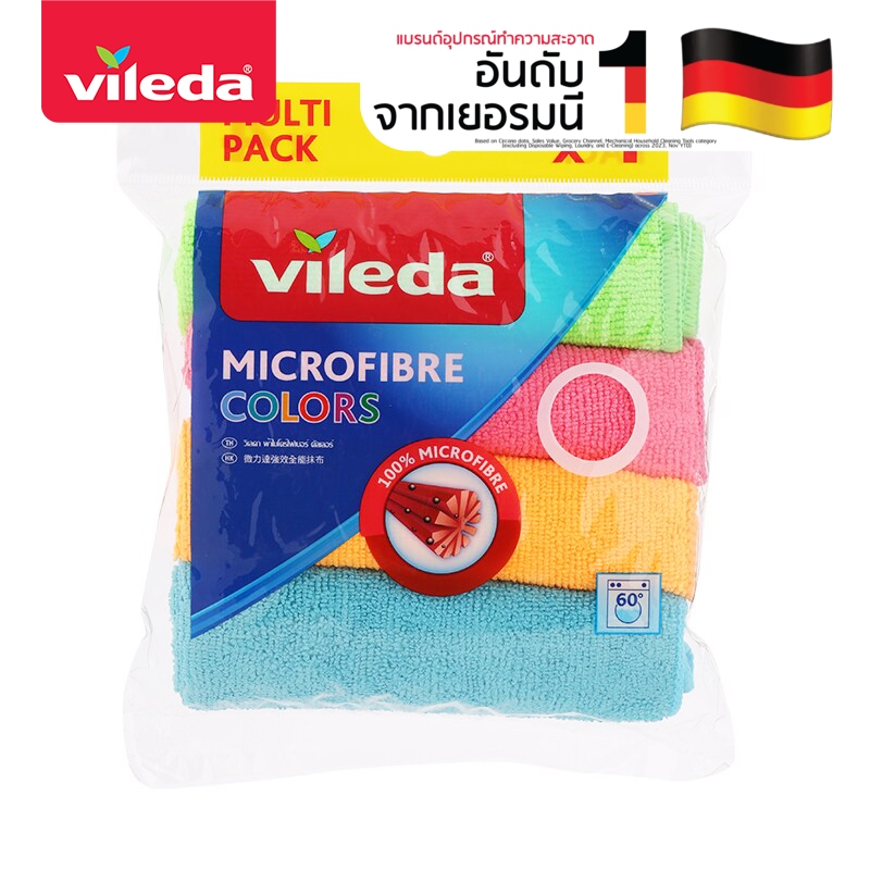 Vileda Microfibre Colors Cloth Pack 4 วิเลดา ผ้าไมโครไฟเบอร์ คัลเลอร์ ...