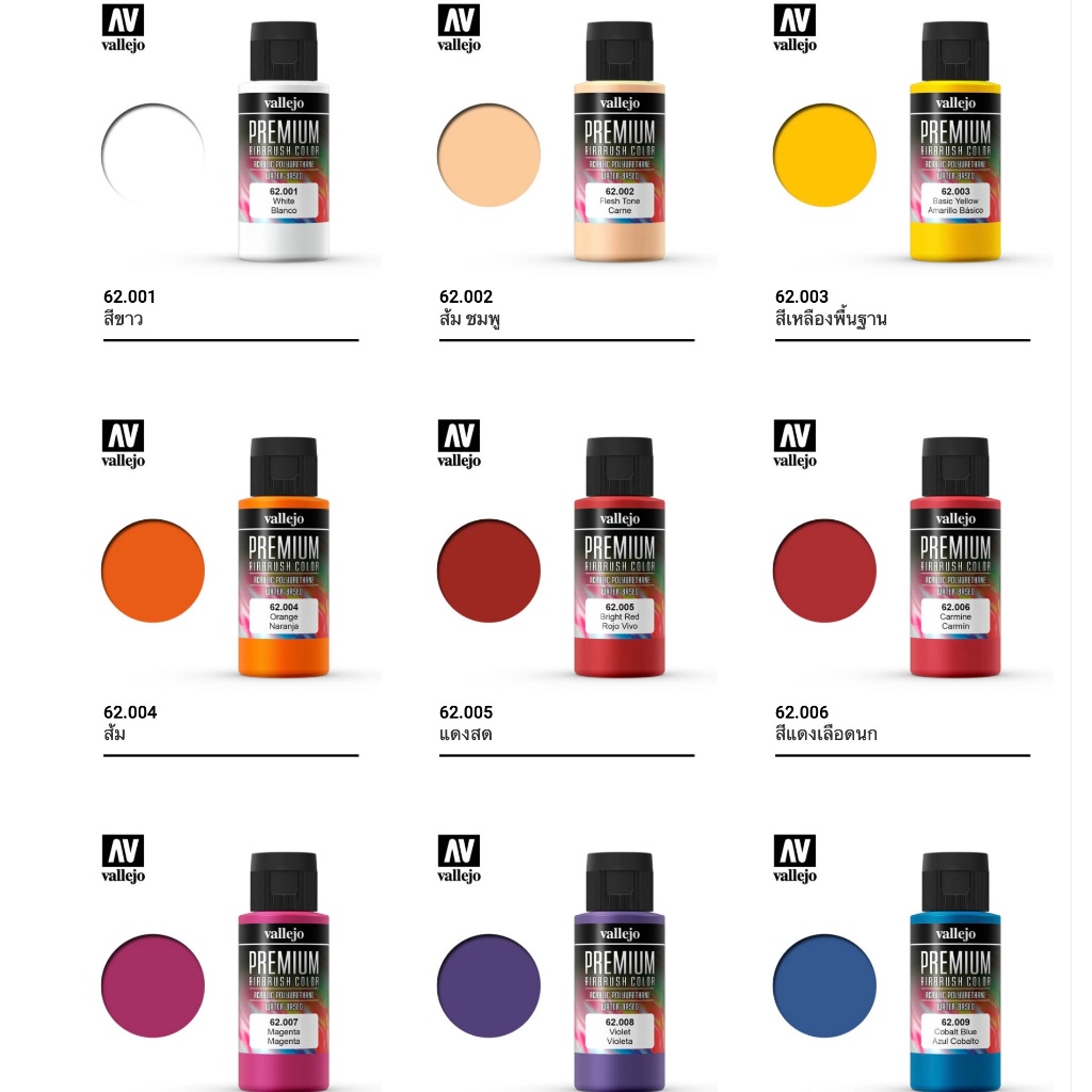 VALLEJO PREMIUM RC COLOR Metal กลุ่มสีโลหะ สีอะคริลิคสูตรน้ำ | Shopee ...