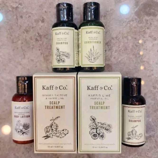 Kaff & Co. ขนาดพกพา แชมพูขิง /แชมพูมะกรูด /ครีมนวดว่านหางจระเข้ /ทรีทเม ...