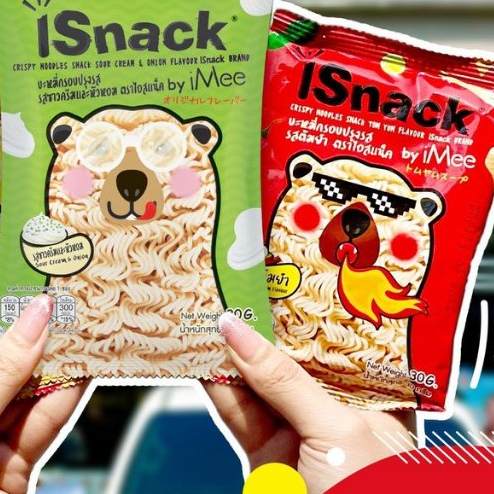 (แพ็ก 10 ชิ้น) ISNACK ไอสแน็ค iSnack บะหมี่กรอบปรุง รสซาวครีมและหัวหอม ...