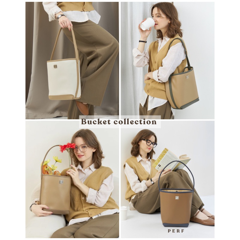 PERF Bucket bag กระเป๋าทรงฮิต หนังดีมาก กระเป๋าทรงถัง | Shopee Thailand