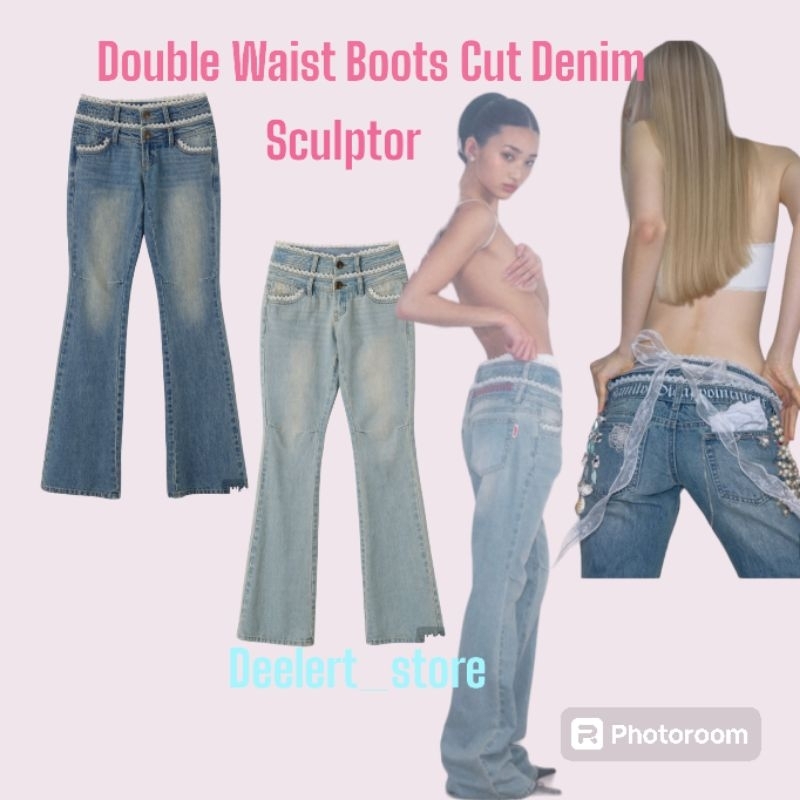sculptor Double Waist Boots Cut Denim Vintage ของแท้ sculptor Double Waist Boots Cut Denim Vintage ของแท้