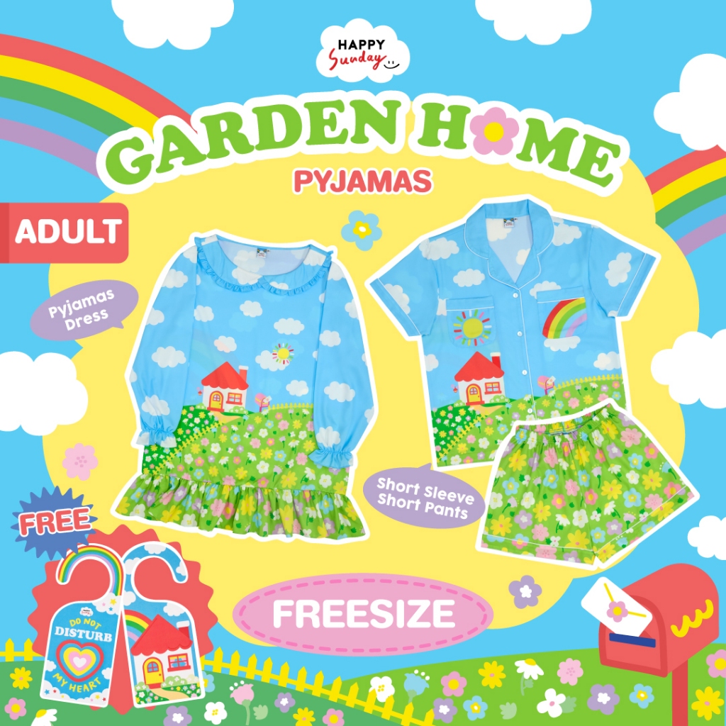 [FREE SIZE] GARDEN HOME PYJAMAS | ชุดนอนลายทุ่งดอกไม้ | Shopee Thailand