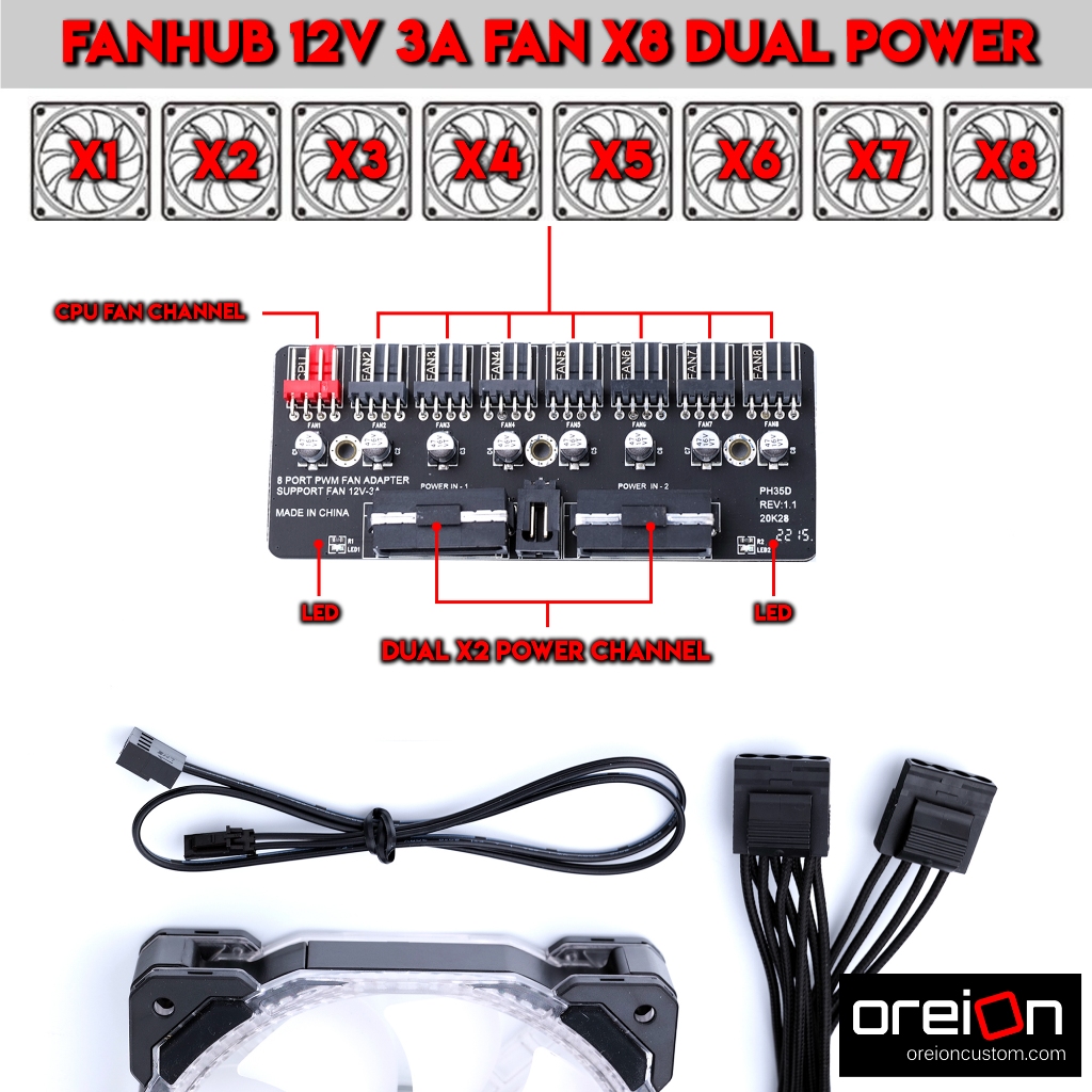 Fan Hub 3pin 4Pin Female To 4Pin x8 Male With Molex,Power Sata 12v 3A ...