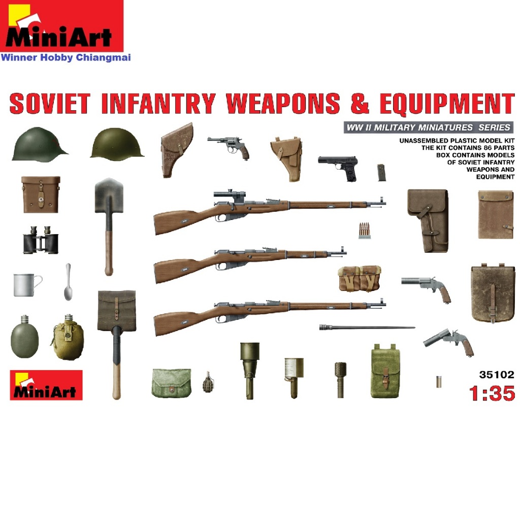 โมเดลพลาสติก MiniArt 35102 SOVIET INFANTRY WEAPONS EQUIPMENT 1/35 ...