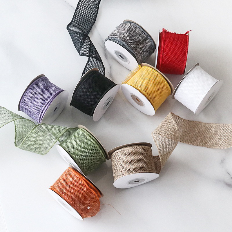 ผ้าลินินเลียนแบบ กว้าง 4 cm Faux Linen Woven Ribbon | Shopee Thailand