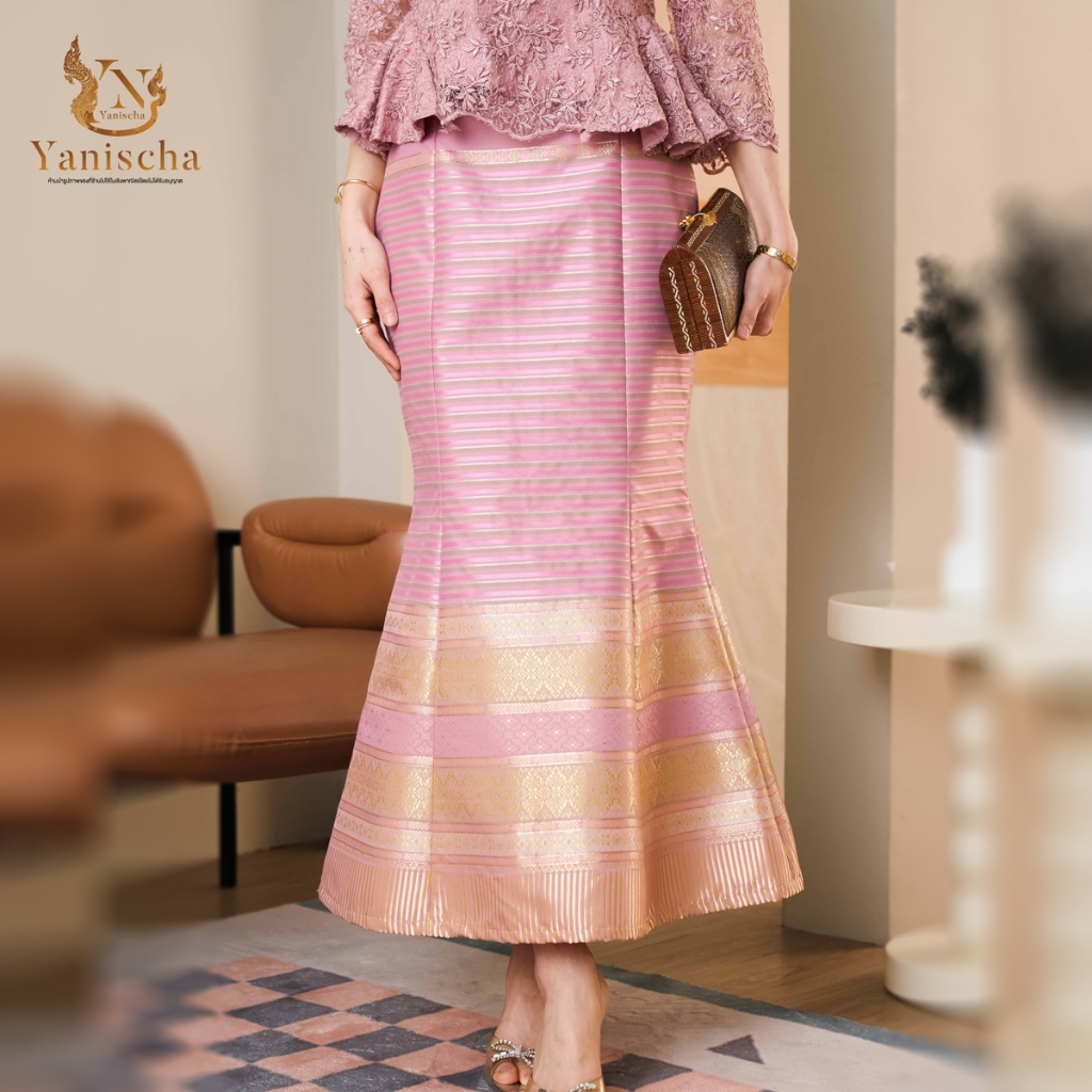 Yanischa Dress เสื้อลูกไม้ใยบวบพรีเมี่ยม กระโปรงผ้าไหมหางปลา ชุดออกงานไปวัด ดูผอม มุมมองที่ 5