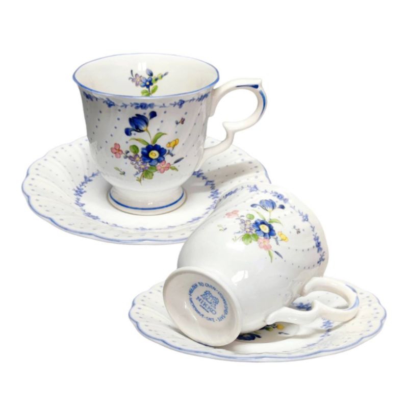 Nikko Tea Cups Blue Floral ชุดน้ำชา Total •2Set | Shopee Thailand