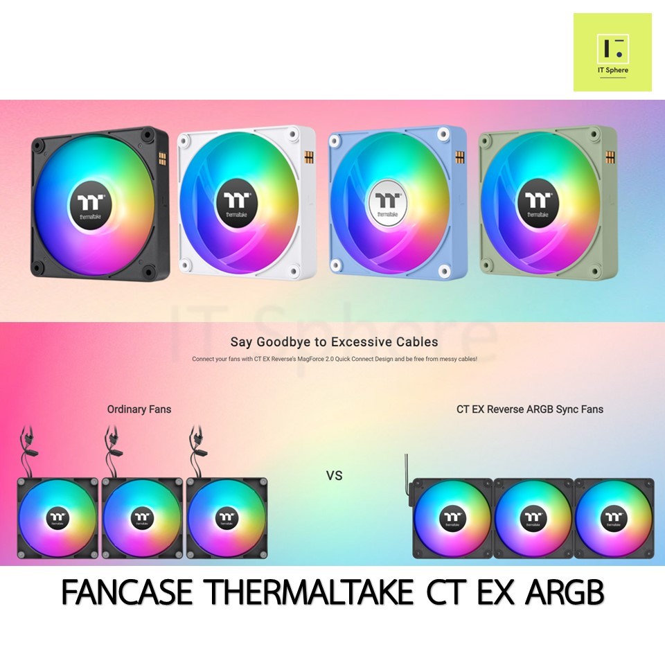 [โปรโมชั่น] Thermaltake CT120 CT140 EX ARGB MAGNETIC REVERSE BLADE Fan ...