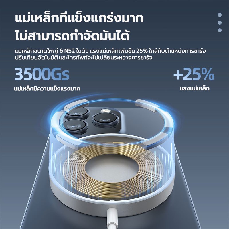 เครื่องชาร์จไร้สายเร็วแบบแม่เหล็ก 15W Qi