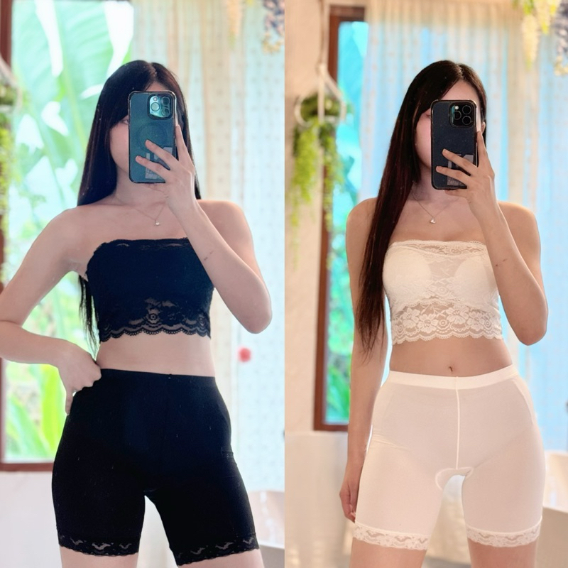 ชุดเซท เสื้อเกาะอก เสื้อซับใน เสื้อชั้นใน กางเกงซับใน(แต่งลูกไม้)
