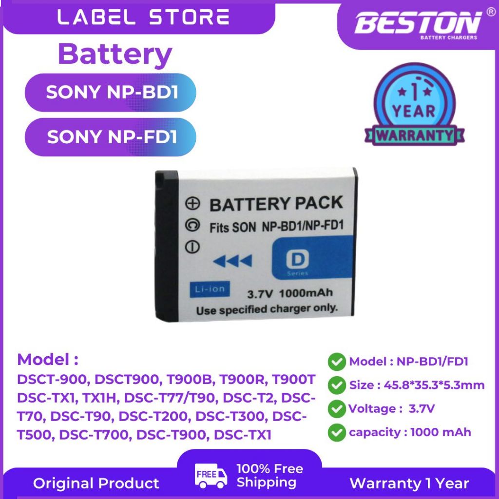 แบตเตอรี่ NP-BD1 / NP-FD1 DSC-T900,DSCT900,T900B,T900R,T900T,DSC-TX1 ...