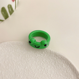 🐸พร้อมส่ง🐸 แหวนอะคริลิค เรซิ่น รูปกบ สีเขียว น่ารัก แฟชั่นใหม่