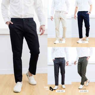 กางเกงขายาว ผู้ชาย กระบอกเล็ก กางเกงชิโน่ MEN PANTS - A MAN LAB สแล็ค ขาเดฟ สีดำ สีครีม