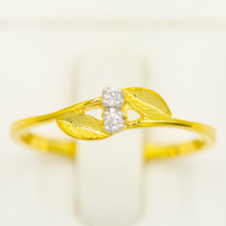 แหวนเพชร2เม็ด ใบไม้2ใบ แหวนเพชร แหวนทองเพชรแท้ ทองแท้ 37.5% (9K) ME647