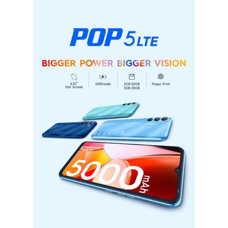 tecno-pop5-lte-ram3-32gb-แบตเตอรี่5000mahเครื่องศูนย์ประกัน3เดือน