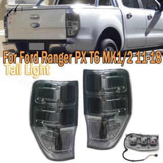 ไฟท้าย for Ford Ranger 2012-2018 ฟอร์ด เรนเจอร์ ปี ดำคล้ำ ไฟท้าย พร้อมขั้ว และหลอดไฟ สีสโมค สีดำTaillamp Ford with Bulbs