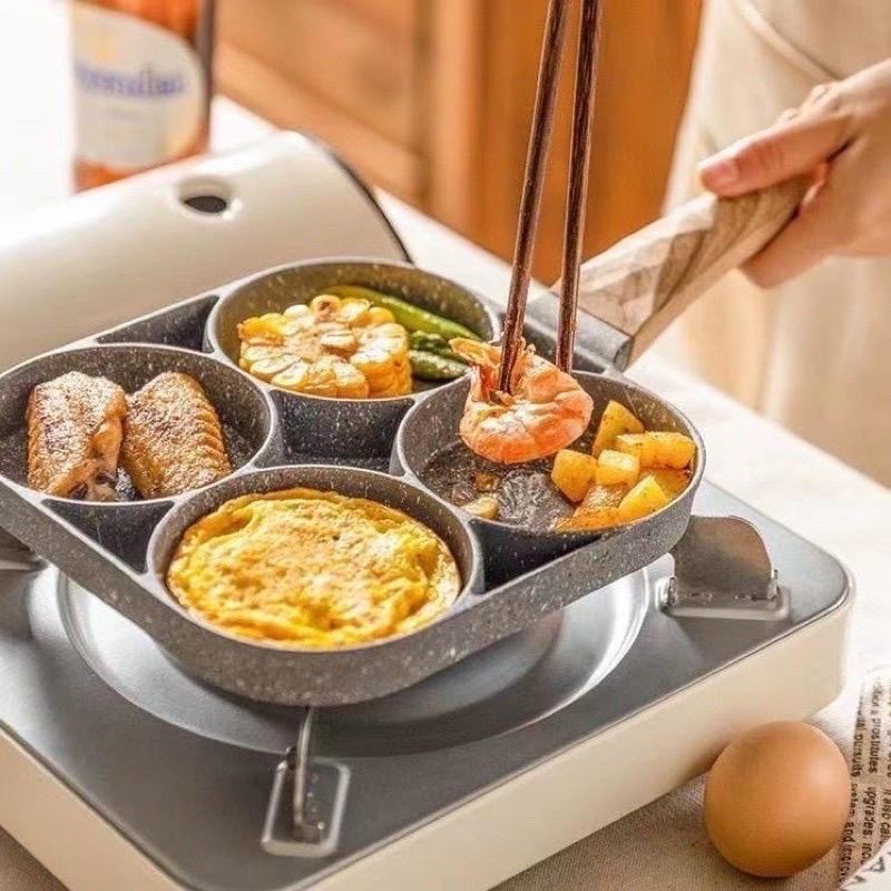 กระทะทอดไข่4หลุม-omelet-pan-ใช้ทอดไข่ดาว-ทอดแฮม-ทำอาหารไม่ติด-เคลือบสาร-non-stick-สามารถใช้กับเตาแม่เหล็กไฟฟ้า