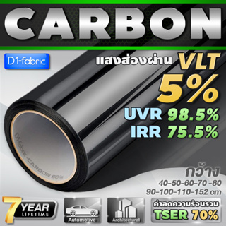 ฟิล์มกรองแสง ฟิล์มกรองแสงรถยนต์ ฟิล์มอาคาร VLT5% ฟิล์มคาร์บอน Nano Carbon Window Film (ราคาต่อเมตร) ส่งไว