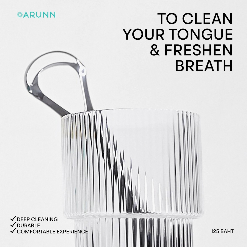 อุปกรณ์ทำความสะอาดลิ้น สแตนเลส ARUNN Tongue Cleaner กำจัดแบคทีเรียและ ...
