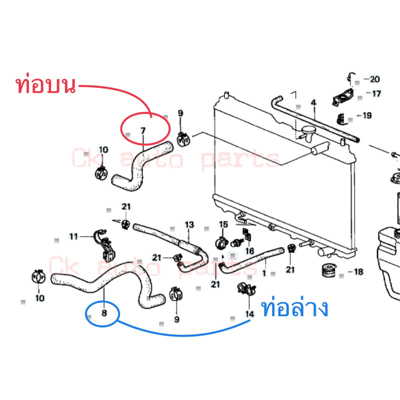 ท่อยางหม้อน้ำ-บน-ล่าง-ฮอนด้า-crv-g1-1996-2001-honda-crv-radiator-hose