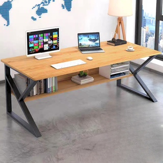 โต๊ะทํางาน โต๊ะคอมพิวเตอร์ 120/140cm มีลิ้นชัก ขาเหล็กหนาเวอร์ชั่นใหม่ พื้นที่จัดเก็บขนาดใหญ่