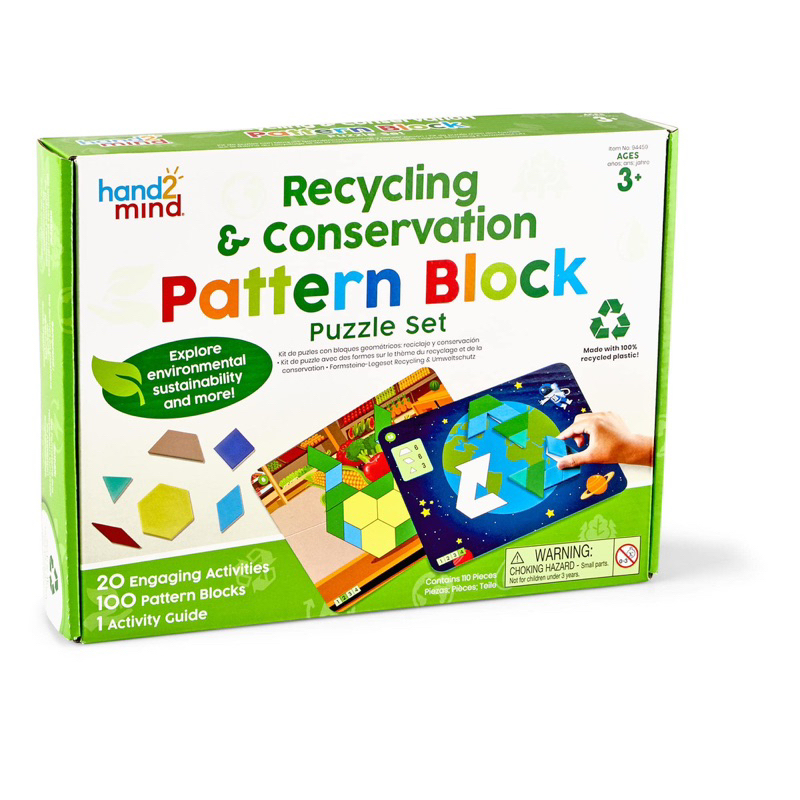 hand2mind-recycling-amp-conservation-pattern-block-puzzle-set-tangram-ชุดเกมบล็อกรูปปริศนาการรีไซเคิล-การอนุรักษ์ธรรมชาติ