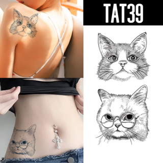 พร้อมส่ง แทททูลายยอดฮิต น้องแมว 11x18cm น่ารักมาก ใช้ได้ทั้งชายและหญิง Tattoo Sticker กันน้ำไม่ลอก ติดทนนาน 15วัน