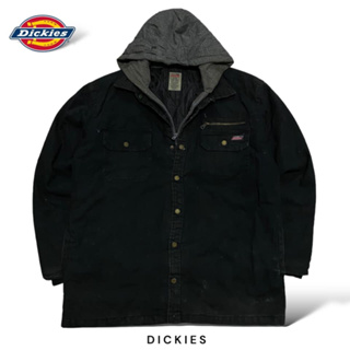 DICKIES Hooded Jacket มือสอง งานผ้าหนาสีดำเฟดเล็กน้อย