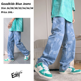 กางเกงยีนส์ทรงกระบอก รุ่นGOODKIDS BLUE JEANS แฟชั่นแนวสตรีท ทรงหลวม ใส่เข้ากับทุกลุคทุกสไตล์ ผ้านุ่นใส่สบาย ไปจัดกันนน