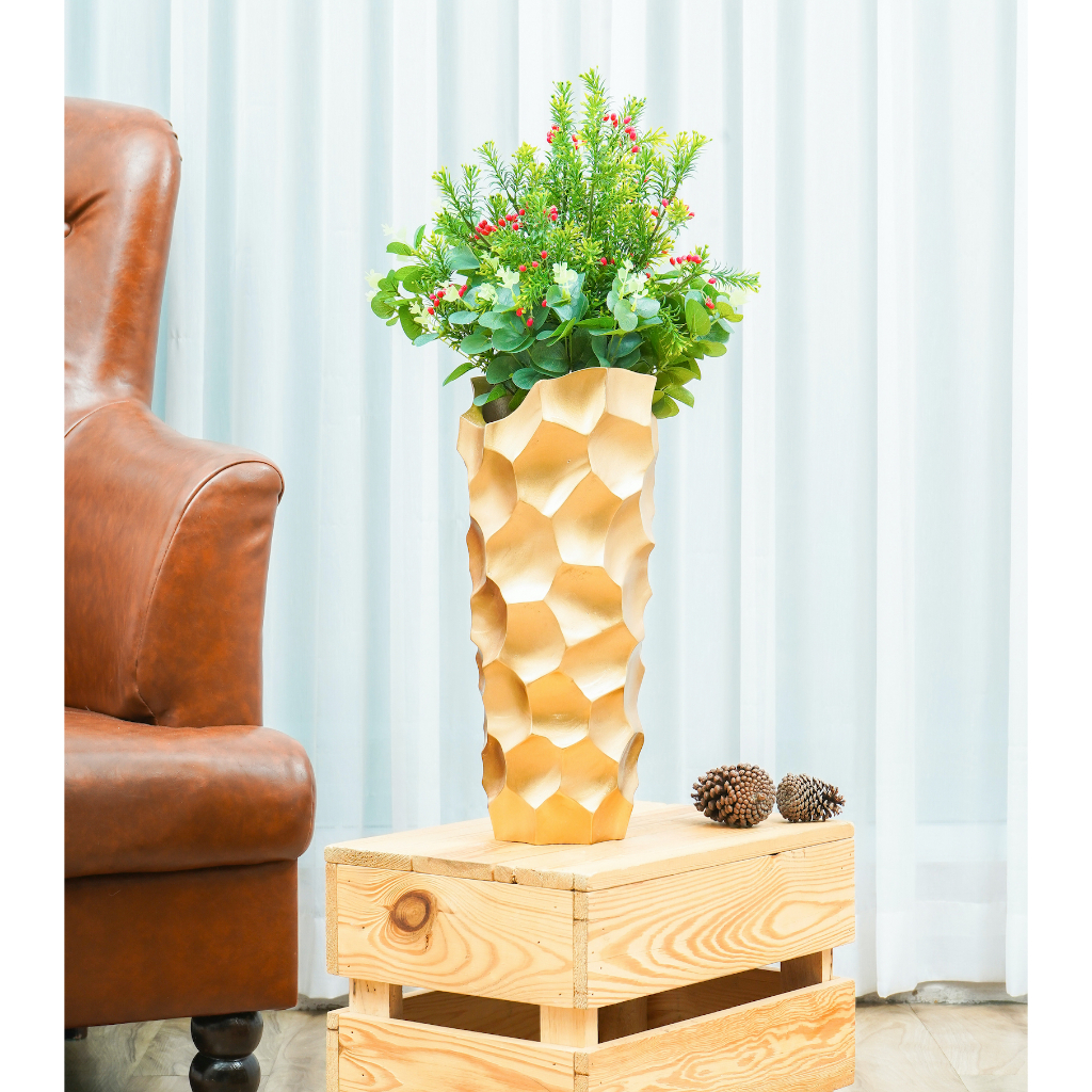 Vasora Small Floor Vase แจกันตั้งโต๊ะ ไม้มะม่วงแกะลาย สไตล์มินิมอล ขนาด ...