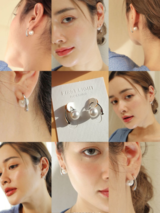 First Light Morning : Modern Curve Earrings ต่างหูมุก ต่างหูเล่นLayer ต่างหู