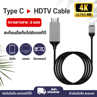 [ลูกค้าใหม่ 119 บาท] สายแปลงภาพ USB Type C To HDMI ส่งภาพจากมือถือแสดงขึ้นจอมอนิเตอร์ ความยาว 2 เมตร
