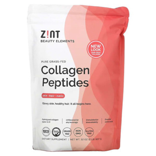 💥สินค้าUSA💥🇺🇸 Zint Grass-Fed Beef Collagen, Hydrolyzed Collagen Types I &amp; III, 2 lbs (907 g)
