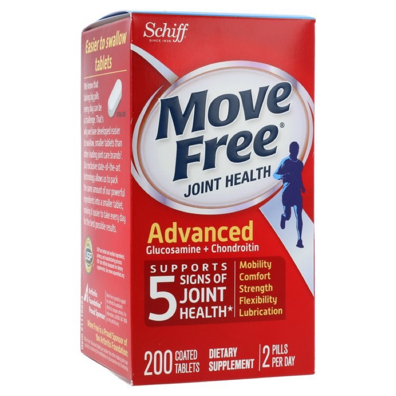 SCHIFF Move Free Joint Health Advanced Glucosamine + Chondroitin 200 ...