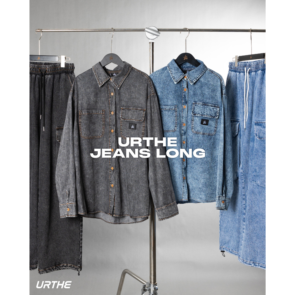 URTHE - ชุดยีนส์เซ็ต แขนยาว OVERSIZE รุ่น URTHE JEAN LONG SET | Shopee ...