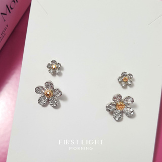 First Light Morning : Lady Daisy Earrings 1 set ได้ 2 คู่ ต่างหูดอกเดซี่ ต่างหูแป้น ต่างหูคริสตัล ต่างหูออกงาน crystal