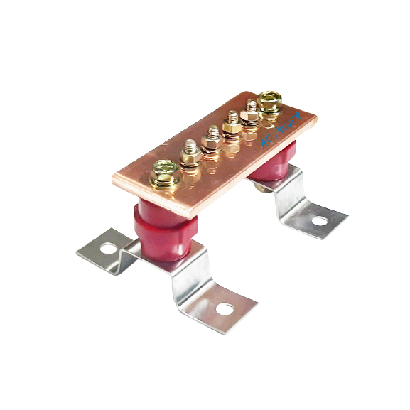 บัสบาร์กราวด์ ก.50 x 6 mm.แบบเจาะเรียง พร้อมลูกถ้วยบัสบาร์ Ground Bars