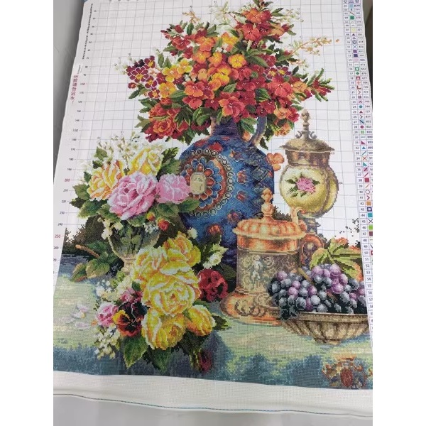 ชุดปักครอสติช-แจกันดอกไม้-ดอกไม้-ยุโรป-flower-vase-cross-stitch-kit