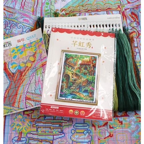 ชุดปักครอสติชพิมพ์ลาย-วิว-ปราสาท-บ้าน-การ์ตูน-summer-prelude-cross-stitch-kit