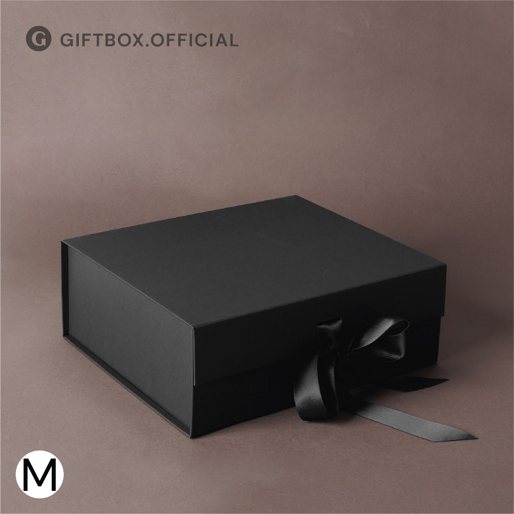 Gift box - Black : size M กล่องของขวัญผูกโบว์พับได้ ของขวัญวันเกิด ...