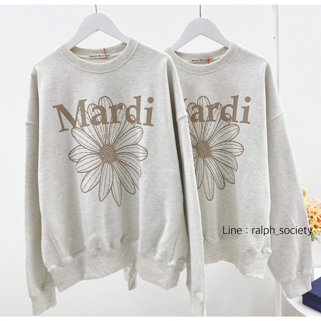 WAFFLE SWEATSHIRT FLOWERMARDI_OATMEAL BEIGE