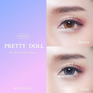 คอนแทคเลนส์ บิ๊กอาย รุ่น Pretty doll/Villa  สีเทา/ตาล/ดำ/เขียว Gray/Brown/Black/Green ค่าสายตาปกติ (0.00)